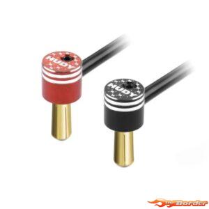 Hudy Alu Bullet Plug Black & Red With 5mm Golden Bullets - Set 293211