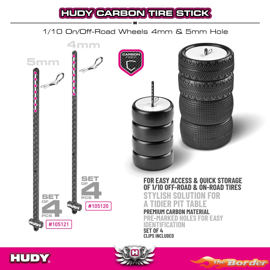 Hudy Carbon Tire Stick 1/10 On-Road & Off-Road Wheels With 4mm Mounting Hole (4) 105120 - Afbeelding 4