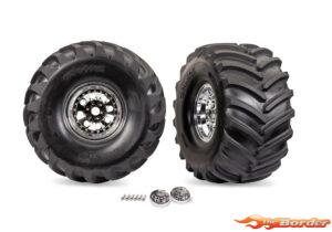 Traxxas Chrome X-Monster Wheels w/ Terra Groove Tires (2) 7696