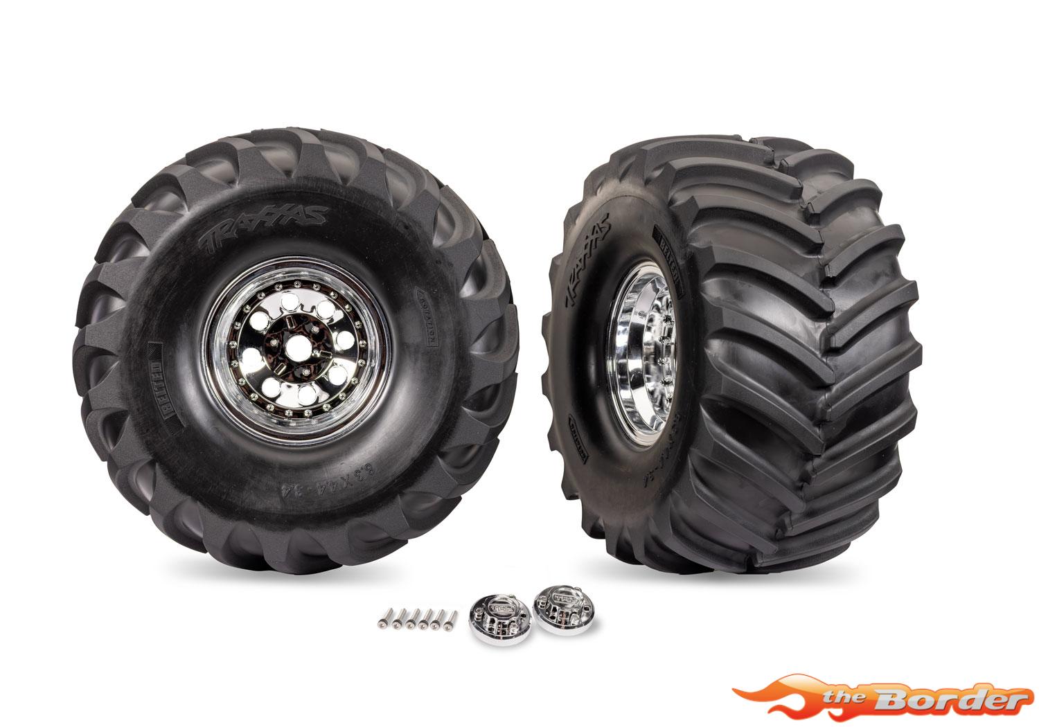 Traxxas Chrome X-Monster Wheels w/ Terra Groove Tires (2) 7696