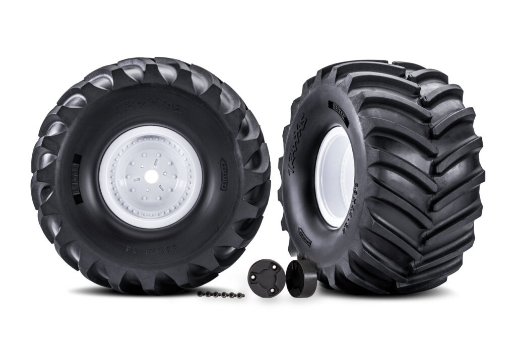 Traxxas White X-Monster Wheels w/ Terra Groove Tires (2) 7689
