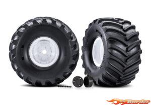 Traxxas White X-Monster Wheels w/ Terra Groove Tires (2) 7689