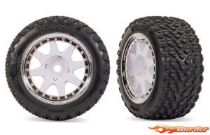 Traxxas White/Chrome Front Mini Rally Wheels w/Rally Tires (2) 10872-WHTC