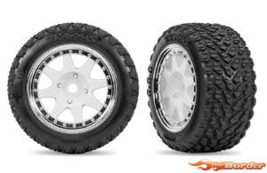 Traxxas White/Chrome Rear Mini Rally Wheels w/Rally Tires (2) 10873-WHTC