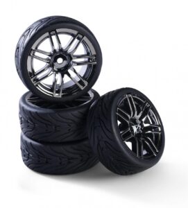 Carson Wheel Set 14-Spoke Dark Chrome Silver (4) - 1/10 Tyres 500900175