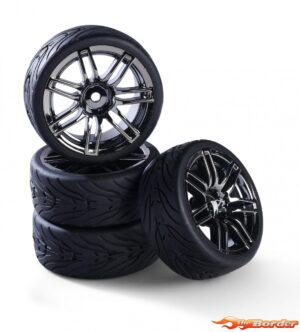 Carson Wheel Set 14-Spoke Dark Chrome Silver (4) - 1/10 Tyres 500900175