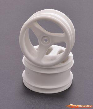 Schumacher Rear Wheels; White 3 Spoke - CAT/Fbl U1615