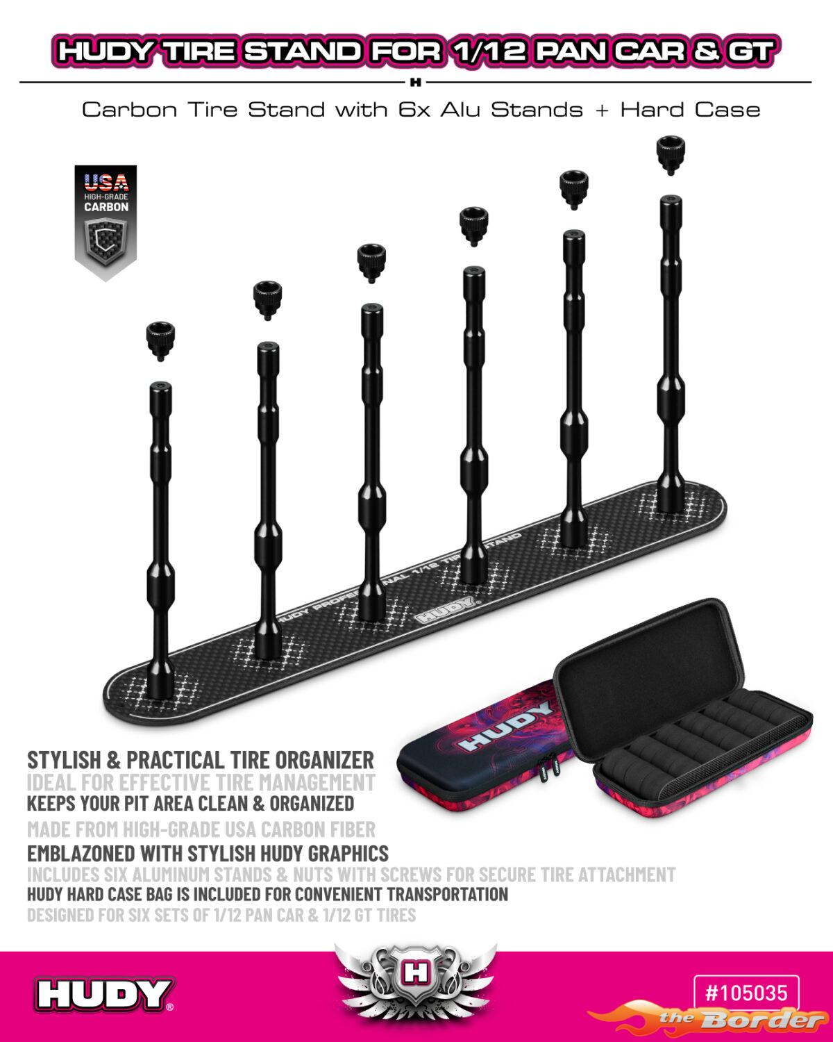 Hudy Carbon Tire Stand 6x + Hard Case (for 1/12) 105035 - Afbeelding 3