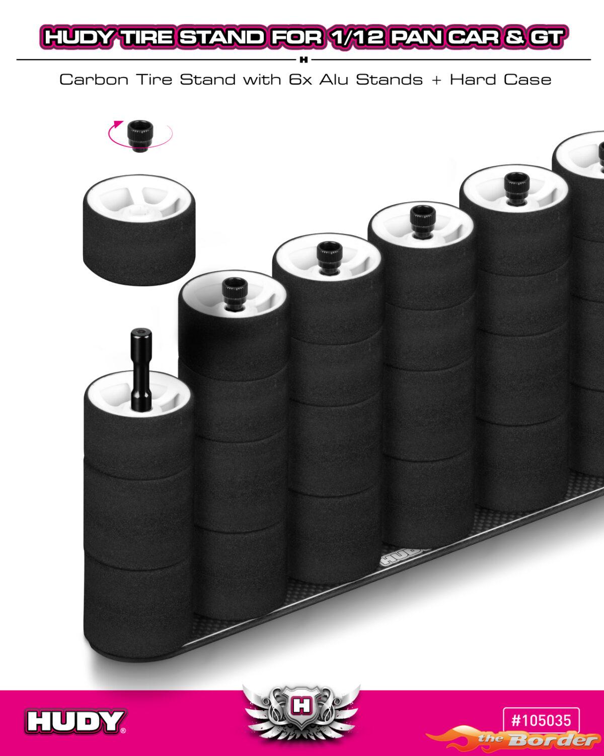Hudy Carbon Tire Stand 6x + Hard Case (for 1/12) 105035 - Afbeelding 4