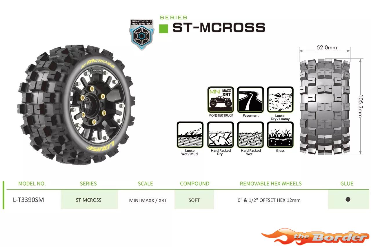 LouiseRC ST-MCross Tire set for Mini Maxx / Mini XRT (12mm Hex 0" & 1/2" Offset) (2) LR-T3390SM - Afbeelding 5