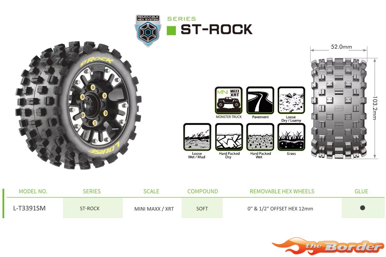 LouiseRC ST-Rock Tire set for Mini Maxx / Mini XRT (12mm Hex 0" & 1/2" Offset) (2) LR-T3391SM - Afbeelding 4