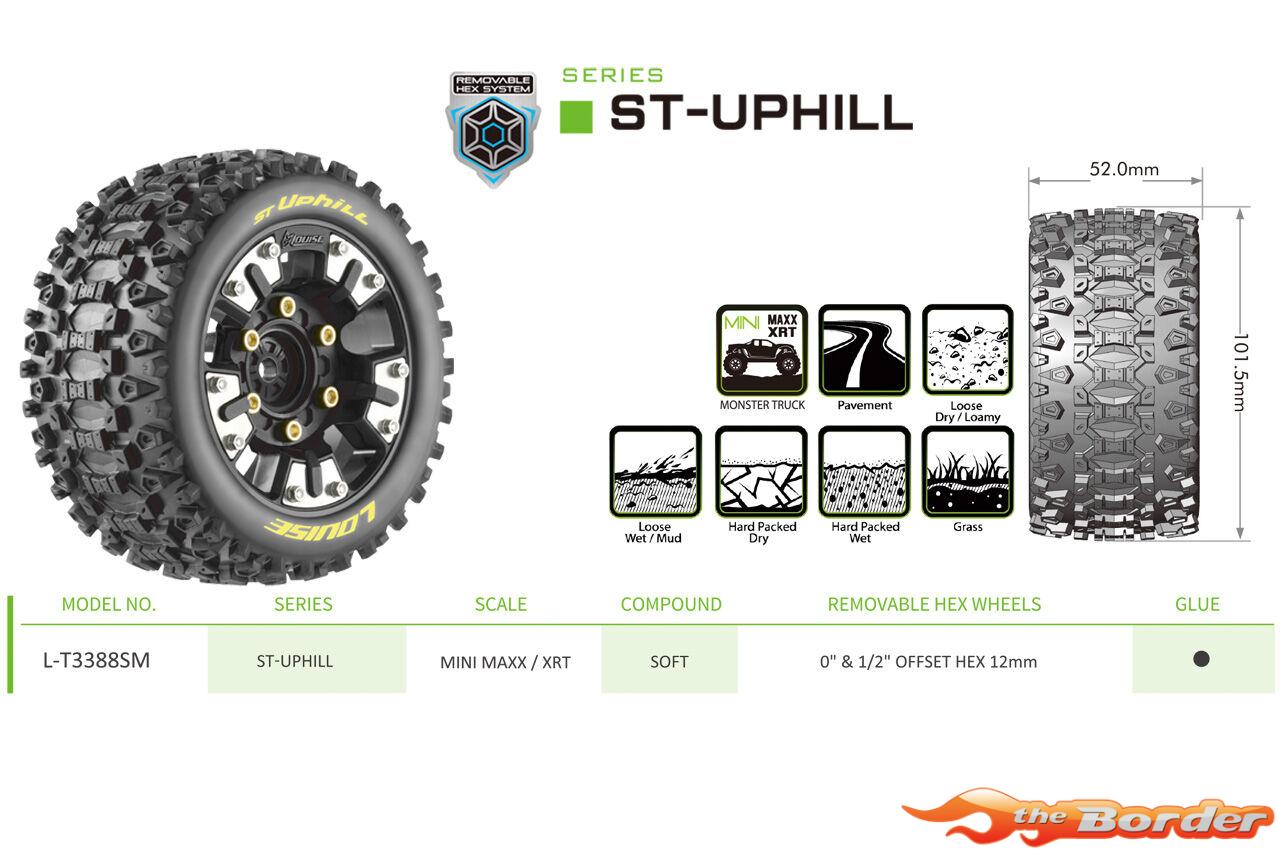 LouiseRC ST-Uphill Tire set for Mini Maxx / Mini XRT (12mm Hex 0" & 1/2" Offset) (2) LR-T3388SM - Afbeelding 6