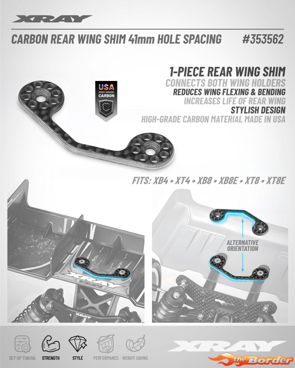 XRAY Carbon Rear Wing Shim 353562 - Afbeelding 3
