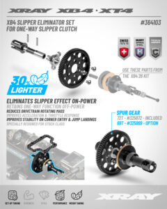 XRAY XB4 Slipper Eliminator Set for One-Way Slipper Clutch 364103