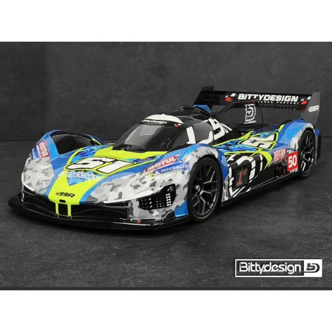 BittyDesign 499R Clear HyperCar Body 1/10 190mm TC BD-LMH-190499R - Afbeelding 3