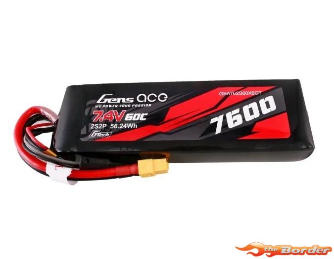 GensAce G-Tech 7600mAh 7.4V 2S 60C LiPo Battery XT60 GEA762S60X6GT