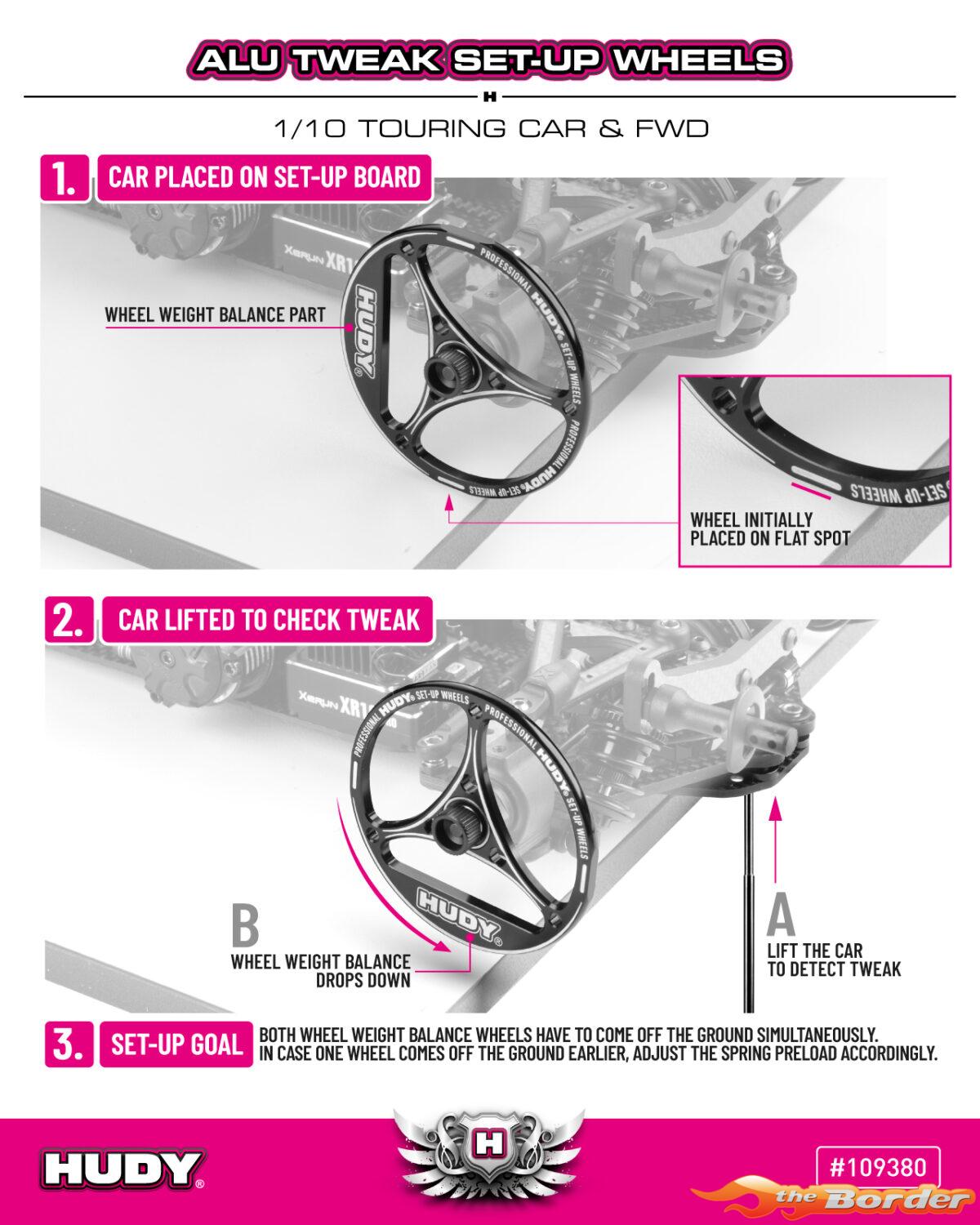 Hudy Alu Tweak Set-Up Wheel for 1/10 Touring Car & FWD (4) 109380 - Afbeelding 4