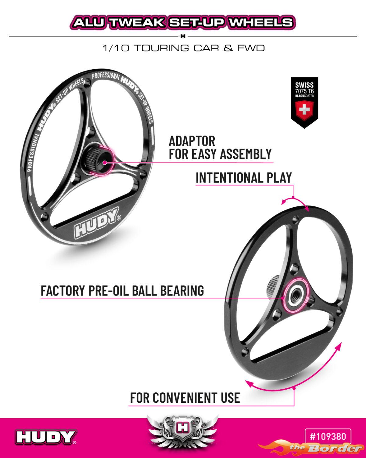Hudy Alu Tweak Set-Up Wheel for 1/10 Touring Car & FWD (4) 109380 - Afbeelding 5