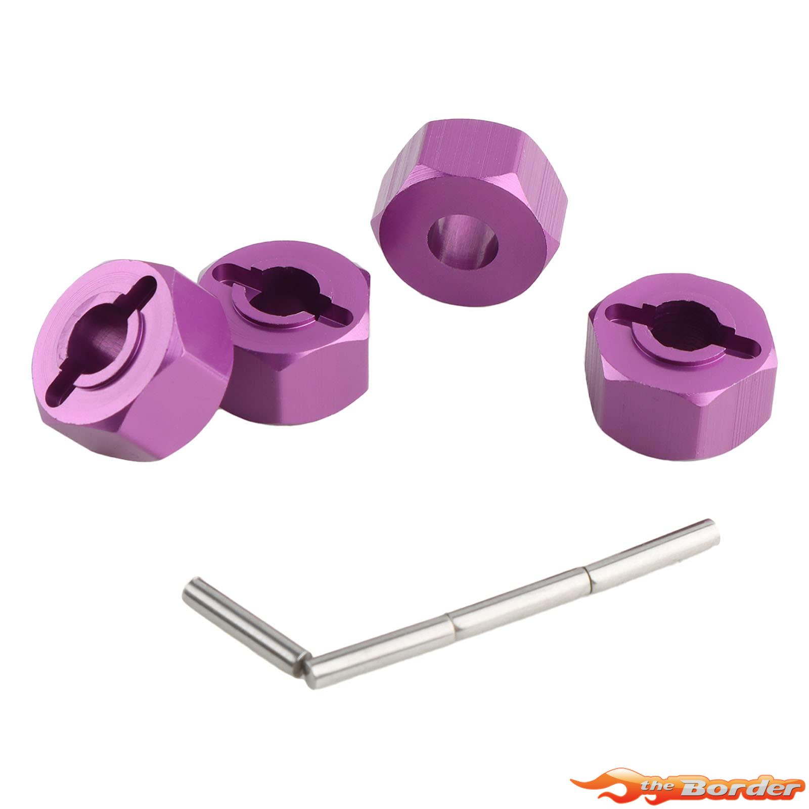 BRP 12mm Hex Wheel Hubs Purple Alu (4pcs) 5mm Wide BRP1655PU - Afbeelding 3