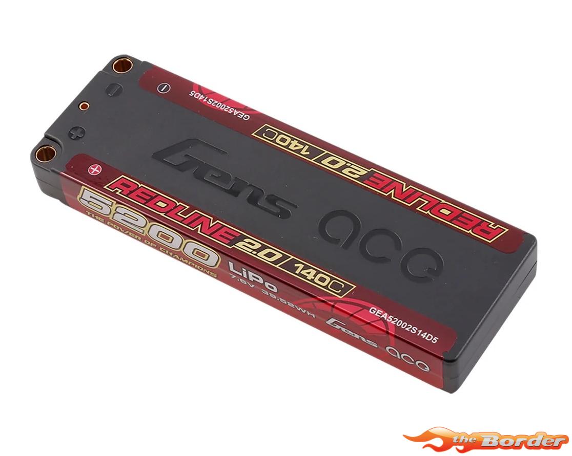 GensAce RedLine 2.0 5200mAh 7.4V 140C Hardcase LiPo Battery GEA52002S14D5 - Afbeelding 5