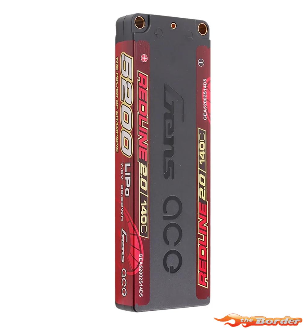 GensAce RedLine 2.0 5200mAh 7.4V 140C Hardcase LiPo Battery GEA52002S14D5 - Afbeelding 6