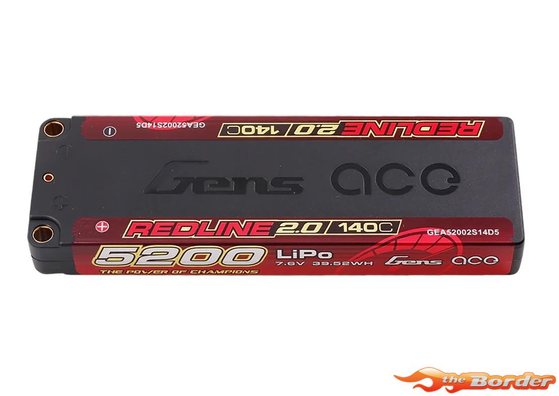 GensAce RedLine 2.0 5200mAh 7.4V 140C Hardcase LiPo Battery GEA52002S14D5 - Afbeelding 4