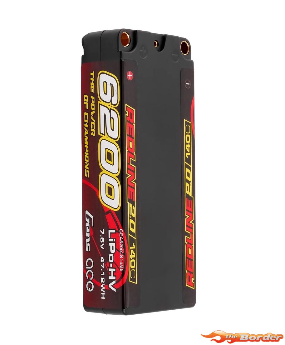 GensAce RedLine 2.0 6200mAh 7.6V 140C Hardcase Shorty-Mid LiPo Battery GEA62002S14M5 - Afbeelding 6