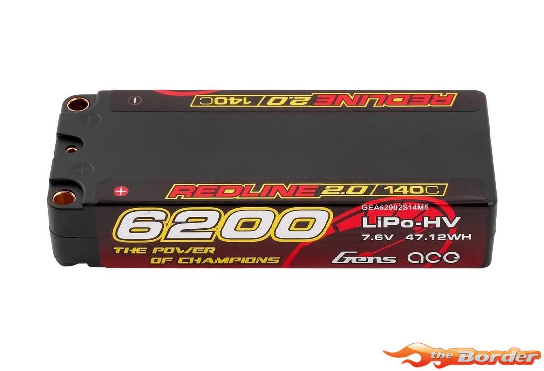 GensAce RedLine 2.0 6200mAh 7.6V 140C Hardcase Shorty-Mid LiPo Battery GEA62002S14M5 - Afbeelding 5