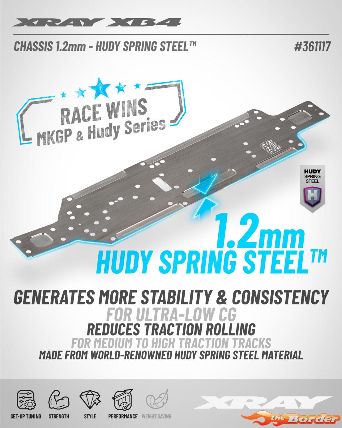 XRAY XB4'26 Chassis 1.2mm Hudy Spring Steel 361117