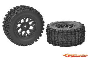 Corally Tire set Glued on Black Rims - 1 pair (Furago/Punisher XD) C-00230-0070