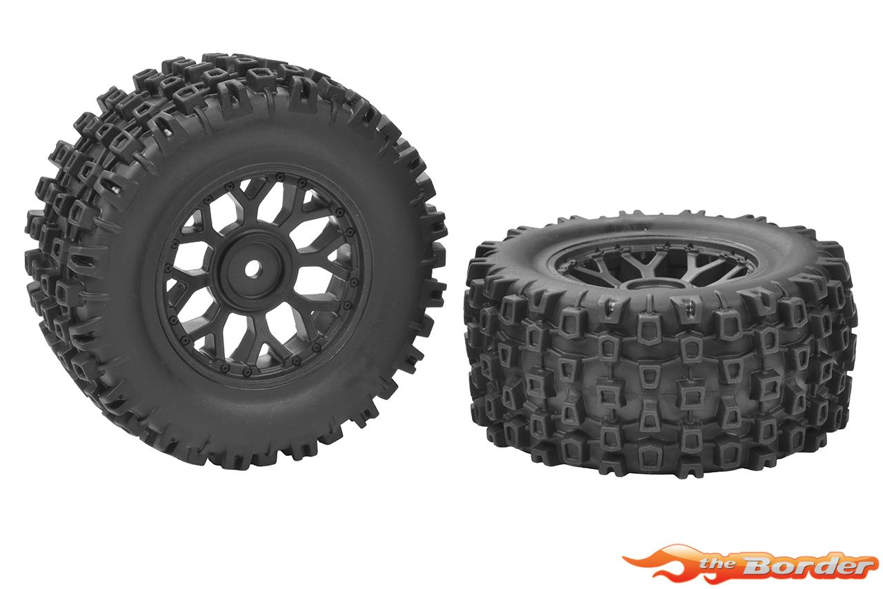 Corally Tire set Glued on Black Rims - 1 pair (Furago/Punisher XD) C-00230-0070