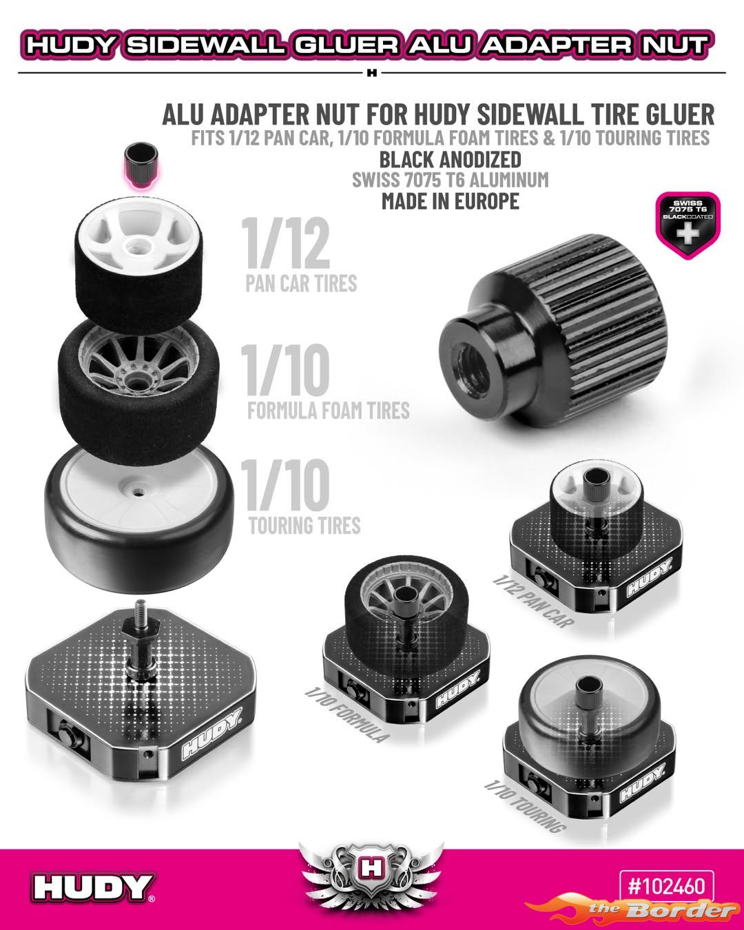 Hudy Alu Adapter for 1/12 Pan Car & 1/10 F1 Tires (for 102400 Sidewall Gluer) 102460 - Afbeelding 3