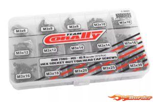 Corally M3 Screw Set - Black Hex Button Head (15 Sizes, 375pcs) C-38500