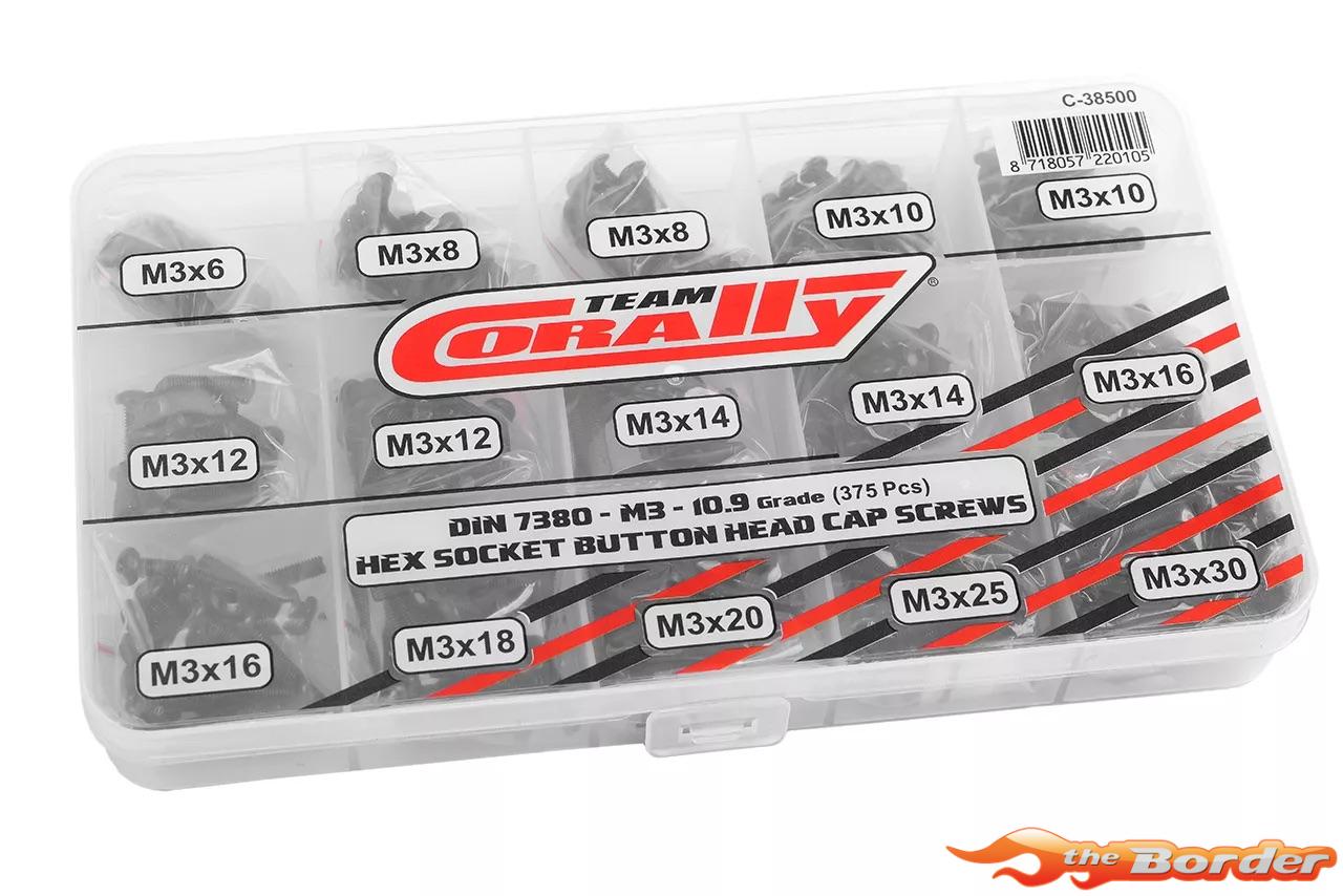 Corally M3 Screw Set - Black Hex Button Head (15 Sizes, 375pcs) C-38500