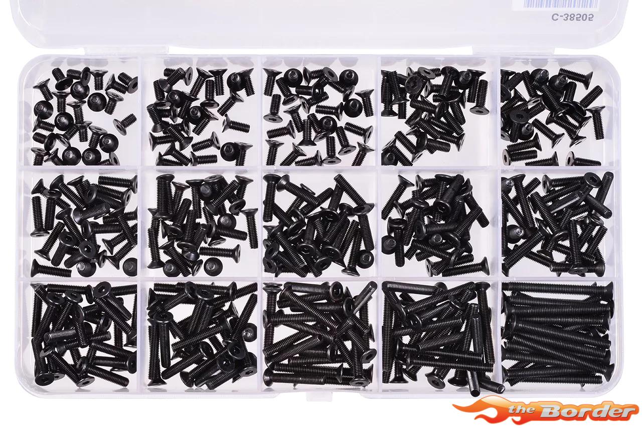 Corally M3 Screw Set - Black Hex Countersunk Head (15 Sizes, 375pcs) C-38505