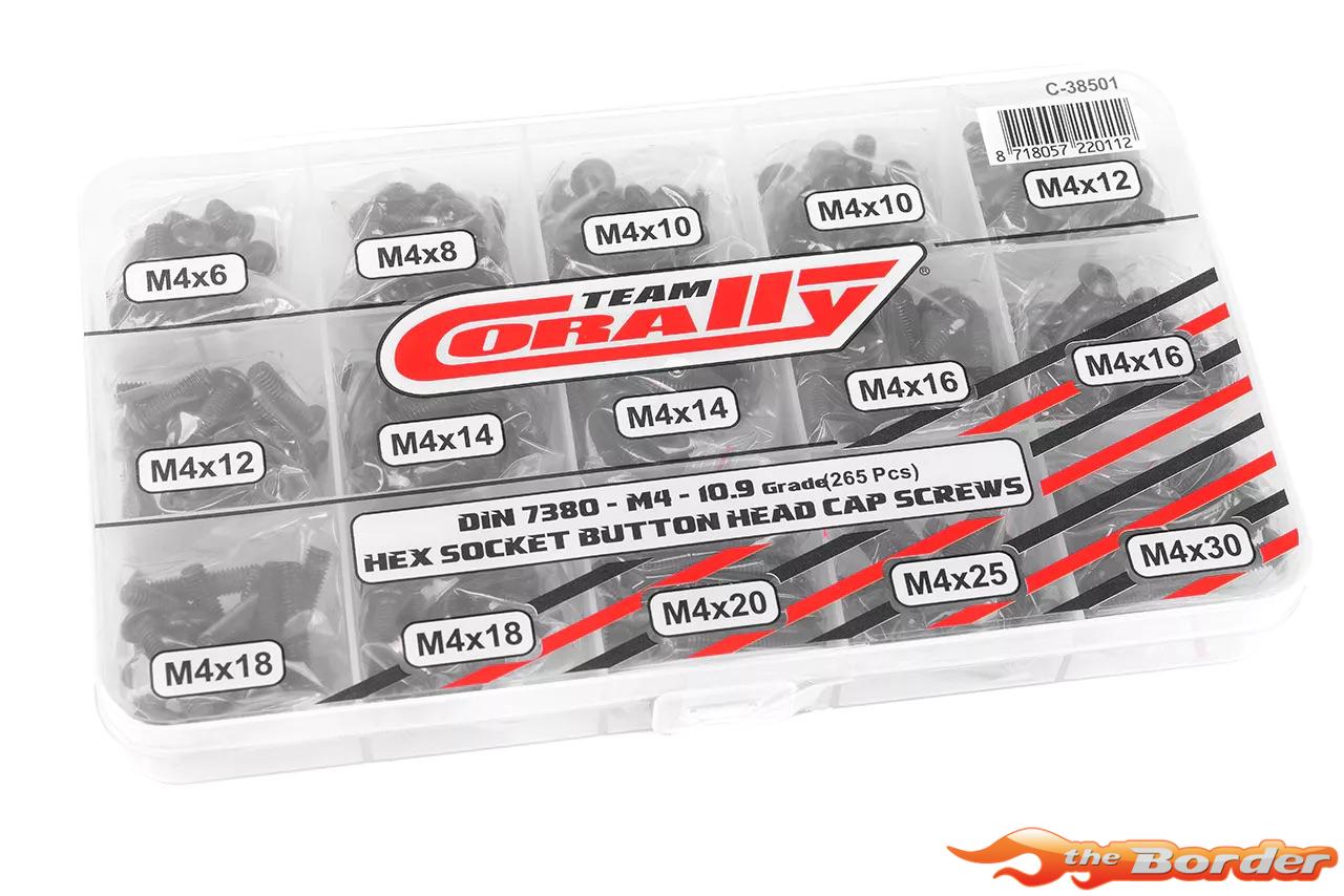 Corally M4 Screw Set - Black Hex Button Head (15 Sizes, 265pcs) C-38501