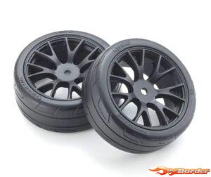 Kyosho Fazer FZD02 Pre-Glued Touring Car Black Rims Medium Tyres (2) FATH701BKMB