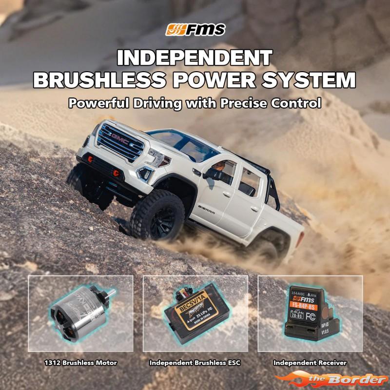 FMS 1/18 GMC Sierra 2019 FXC18 Brushless Crawler RTR White FMS11853RTR-WH-BL - Afbeelding 4