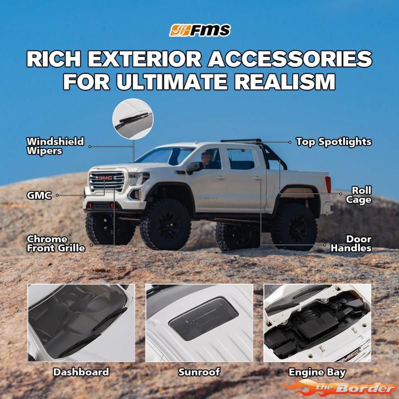 FMS 1/18 GMC Sierra 2019 FXC18 Brushless Crawler RTR White FMS11853RTR-WH-BL - Afbeelding 6