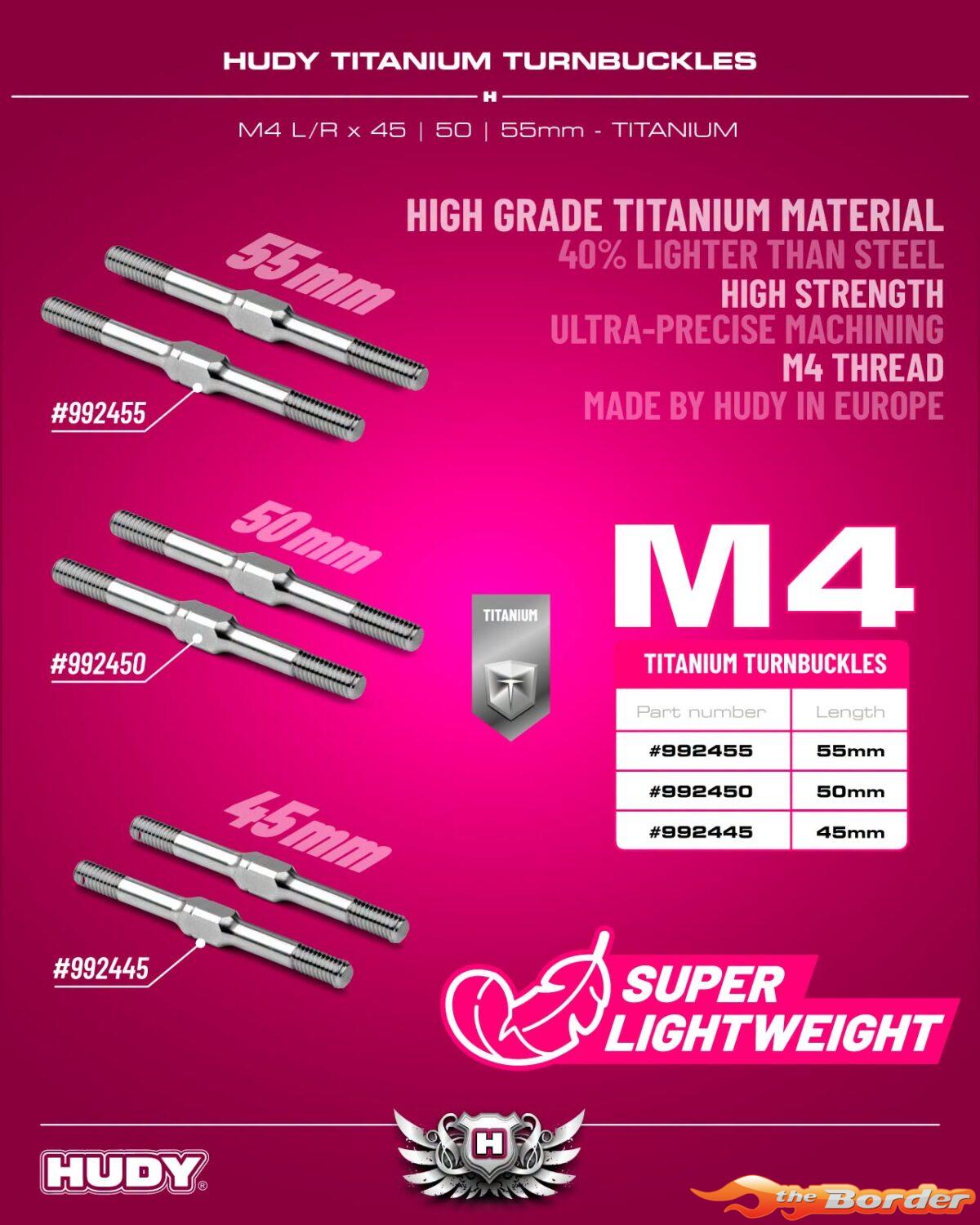 Hudy Titanium Adjustable Turnbuckle 55mm M4 (L/R) (2) 992455 - Afbeelding 2