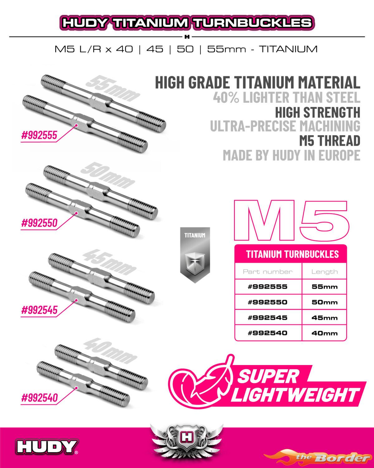 Hudy Titanium Adjustable Turnbuckle 55mm M5 (L/R) (2) 992555 - Afbeelding 2