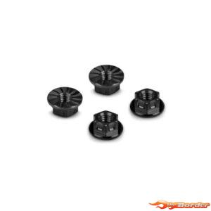 Hudy Titanium Nut M4 w/Serrated Flange - Black (4) 296542-K