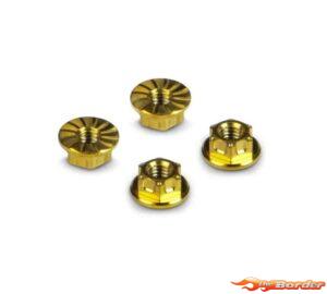 Hudy Titanium Nut M4 w:Serrated Flange - Gold (4) 296542-Y