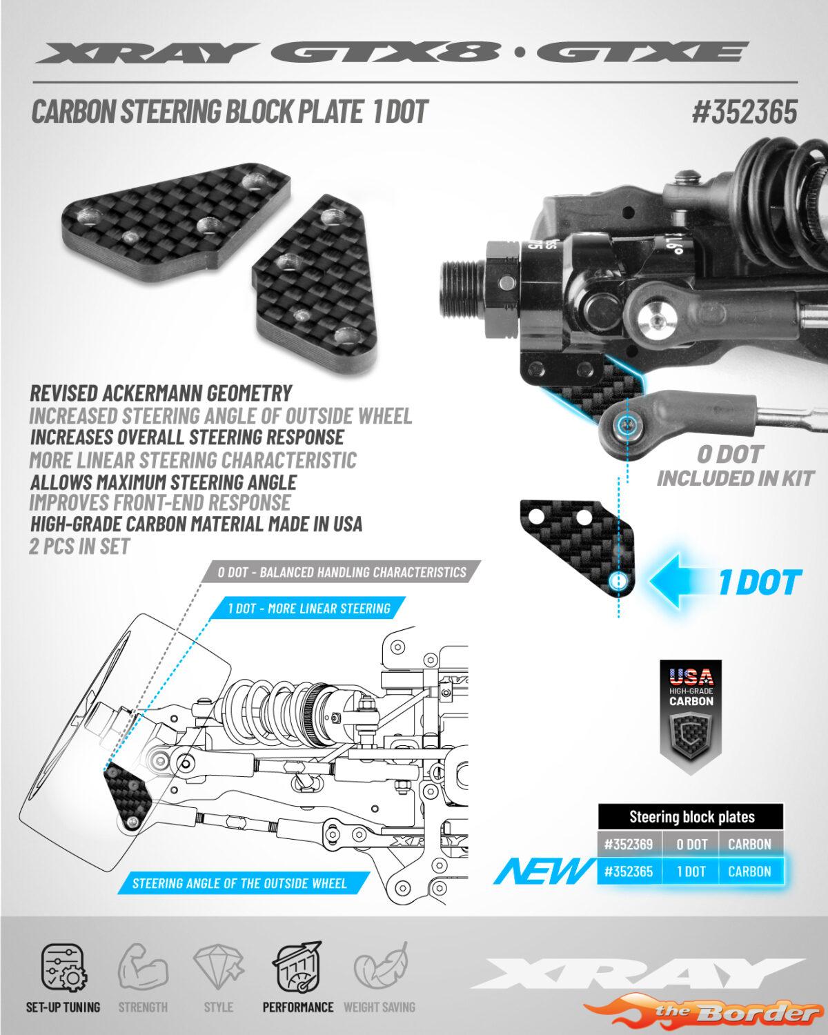 XRAY GT Carbon Steering Plate - 1 Dot (2) 352365