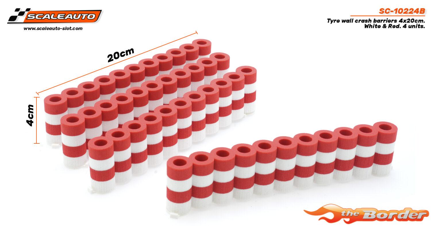ScaleAuto Wall Crash Barriers 4x20CM White & Red SC-10224B