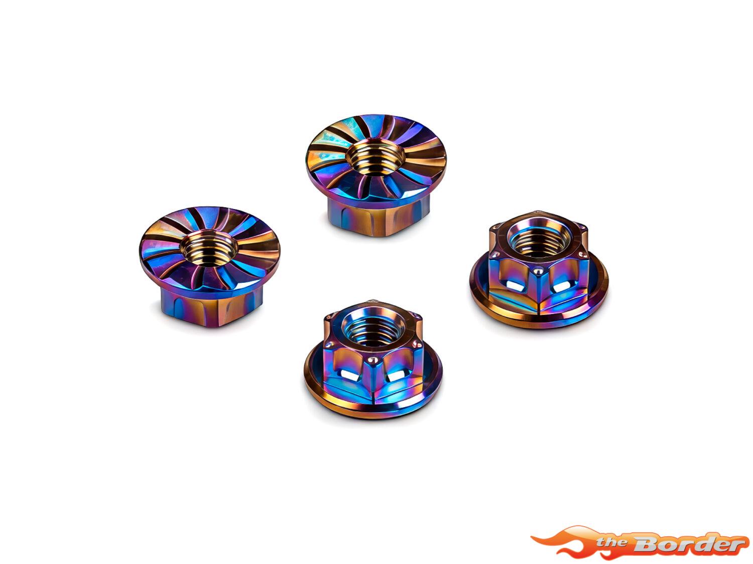 Hudy Titanium Nut M4 w/Serrated Flange - Rainbow color (4) 296542-C