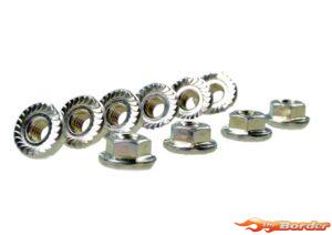 Tamiya 3mm Flange Nut - Silver Serrated / 10pcs 19805897