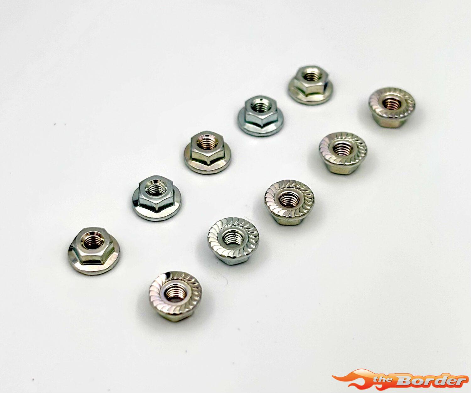 Tamiya 3mm Flange Nut - Silver Serrated / 10pcs 19805897
