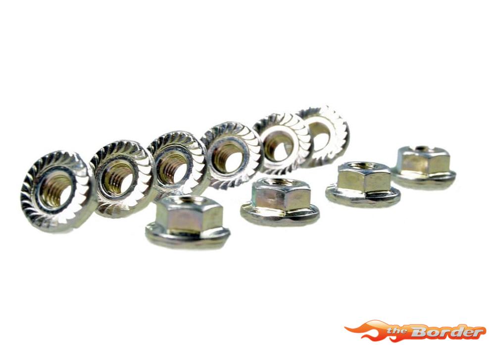 Tamiya 3mm Flange Nut - Silver Serrated / 10pcs 19805897