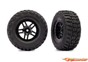 Traxxas Tire & Wheel Assy Glued S1 Compound Kumho Tires (SCT) Black 4WD F:R & 2WD Rear 6874-BLK